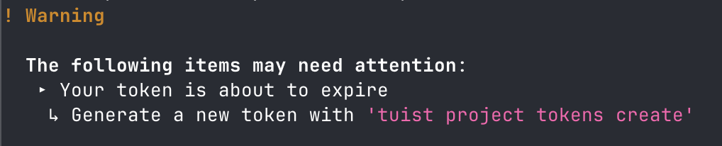 A screenshot of the warning alert